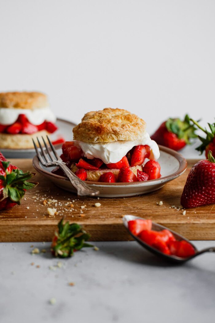 Strawberry Shortcake on Cutting Board