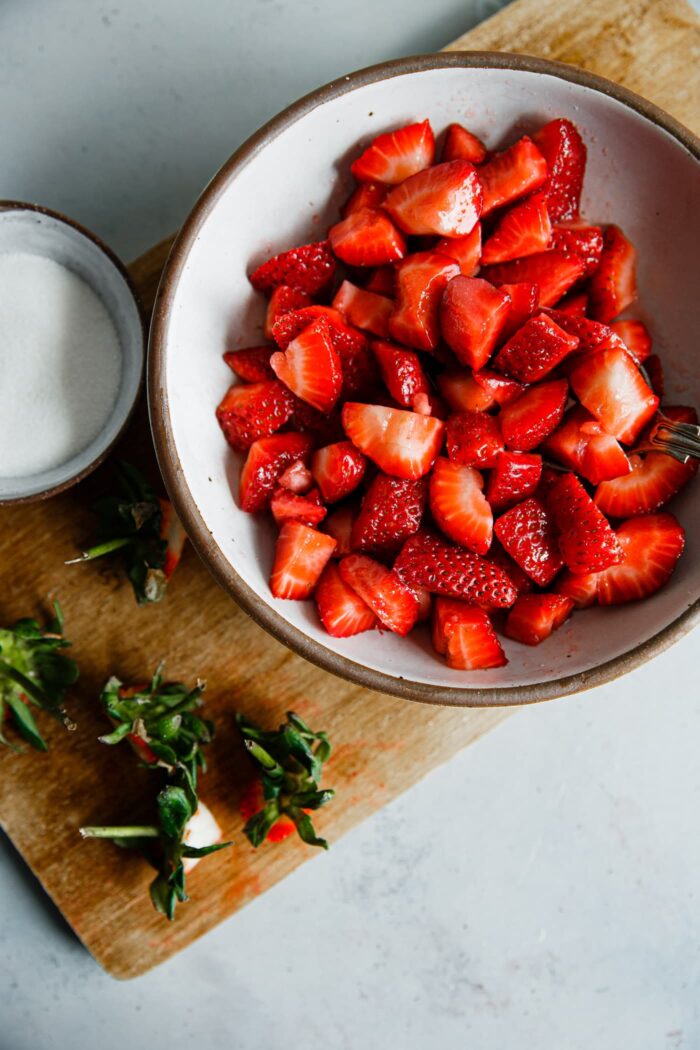 Macerated Strawberries in Bowl