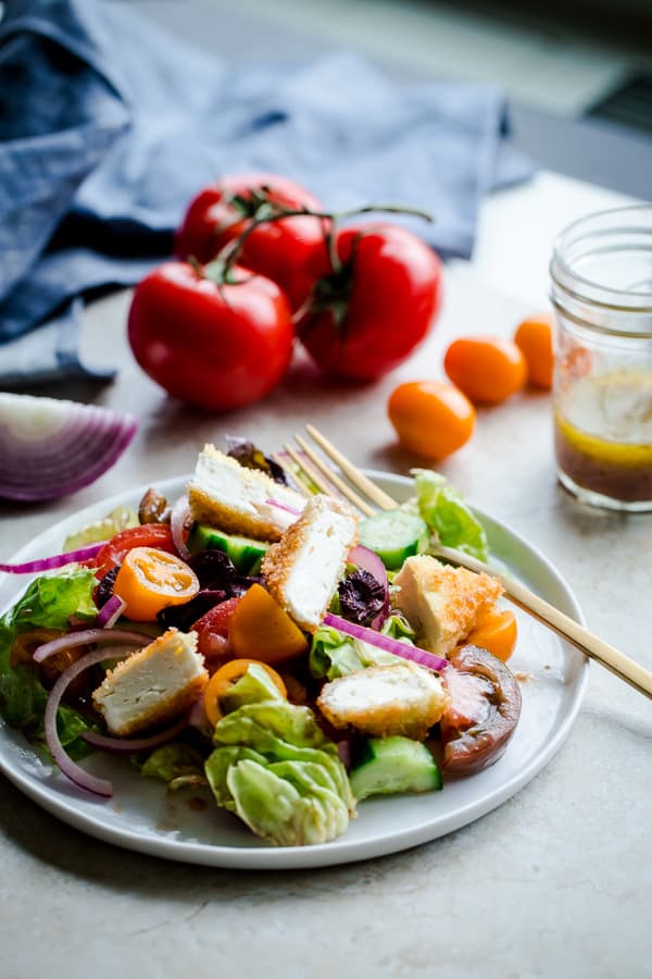 Greek Salad with Crispy Feta