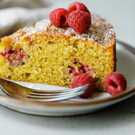 Slice of Raspberry Pistachio Cake