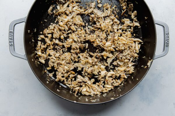 Sautéed Mushroom Shallot Mixture in Skillet