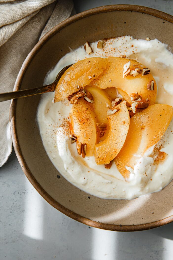 Poached Quince with Yogurt