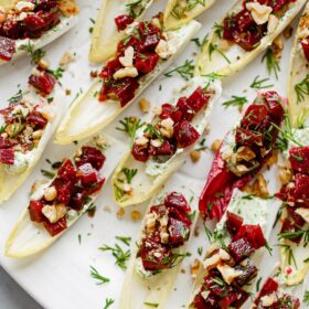 Beet and Goat Cheese Endive Bites