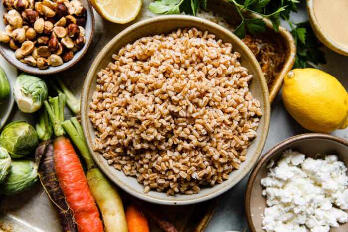 Cooked Farro in Bowl