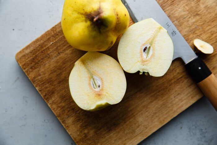 Cut Quince on Cutting Board