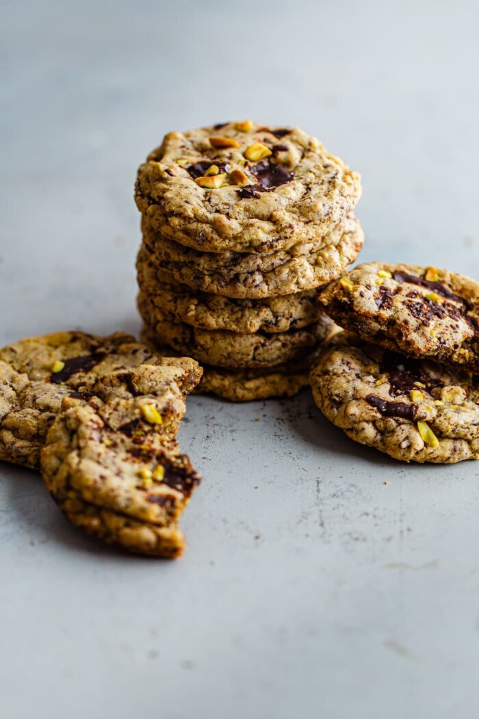 Orange Pistachio Chocolate Chunk Cookies