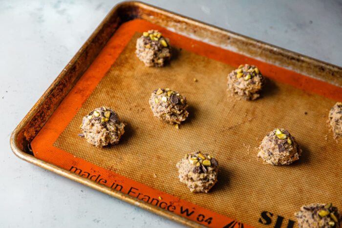 Orange Pistachio Dark Chocolate Chunk Cookie Dough Scoops