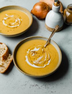 Roasted Acorn Squash and Sweet Potato Soup