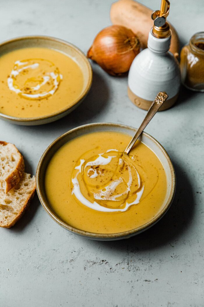 Roasted Acorn Squash Sweet Potato Soup