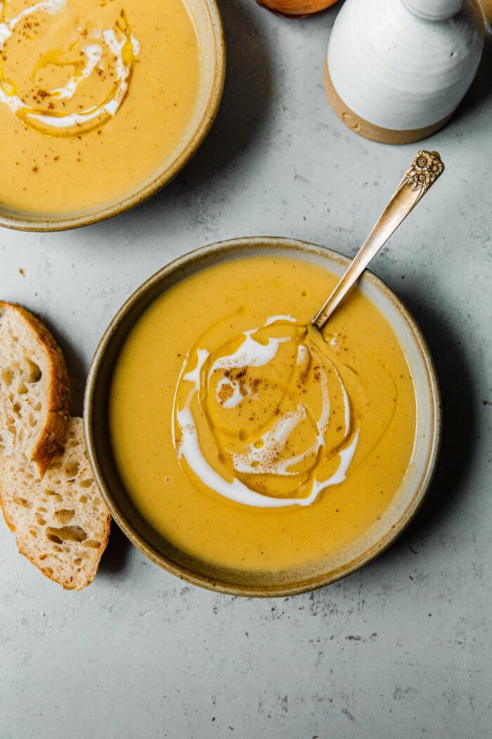 Roasted Acorn Squash Sweet Potato Soup