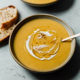 Roasted Acorn Squash Sweet Potato Soup