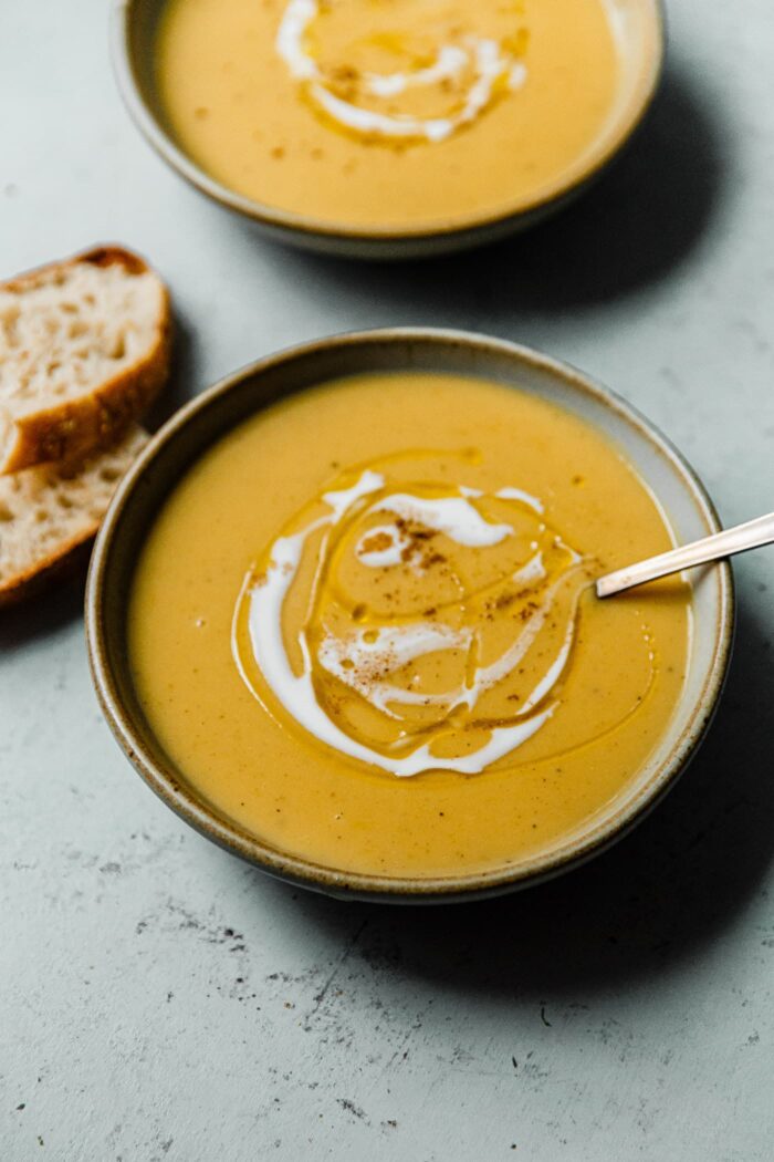 Roasted Acorn Squash Sweet Potato Soup