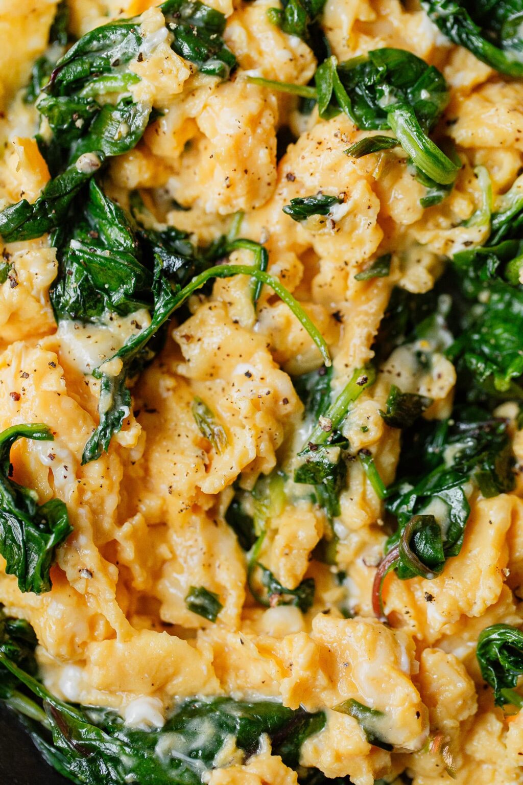 Cheesy Scrambled Eggs with Greens A Beautiful Plate