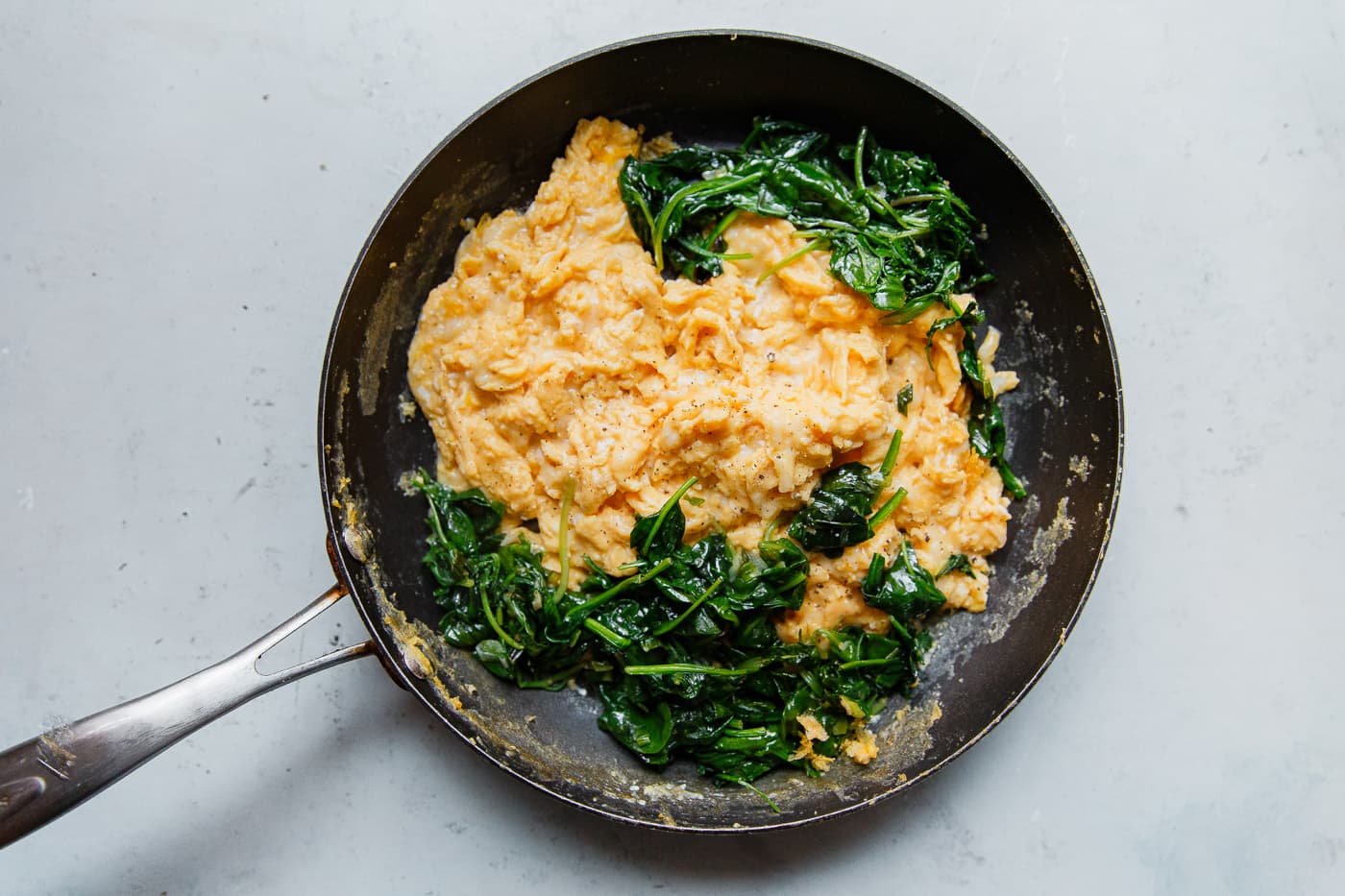 Cheesy Scrambled Eggs with Greens A Beautiful Plate