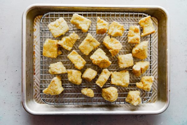 Baked Crispy Tofu on Wire Rack