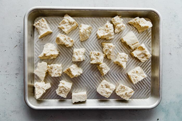 Torn Tofu Pieces for Baking