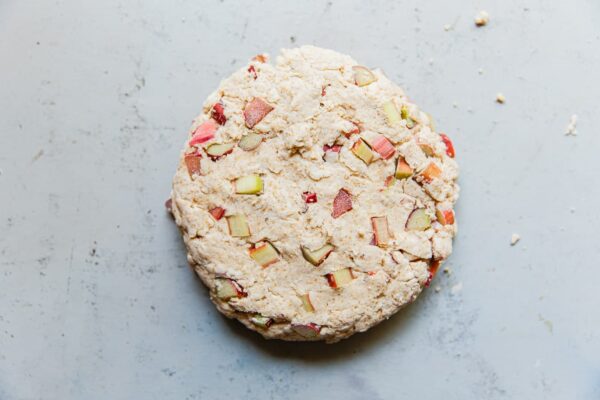 Rhubarb Scone Dough in Round
