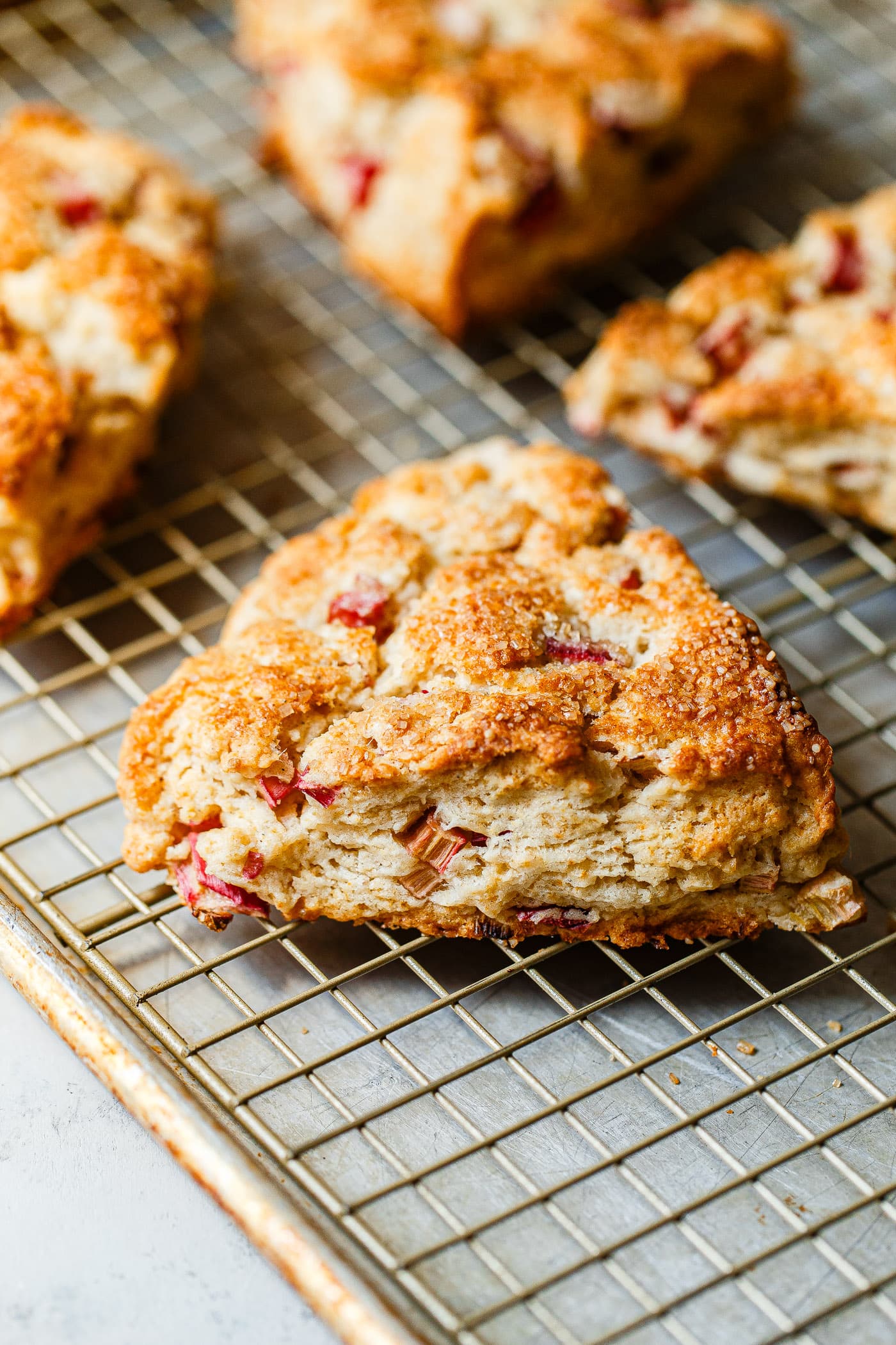 Rhubarb Scones on Cooling Rack