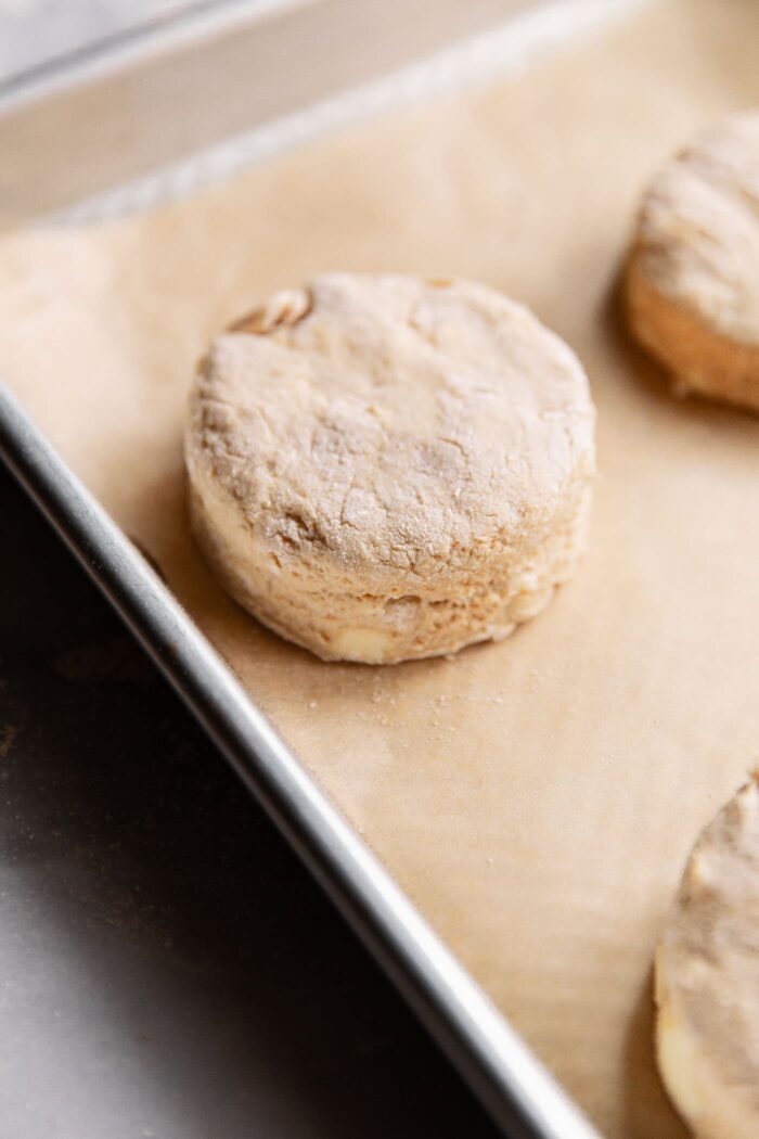 Cut Out Biscuits on Sheet Pan