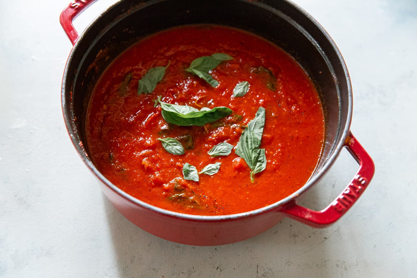 Tomato Pasta Sauce in Dutch Oven