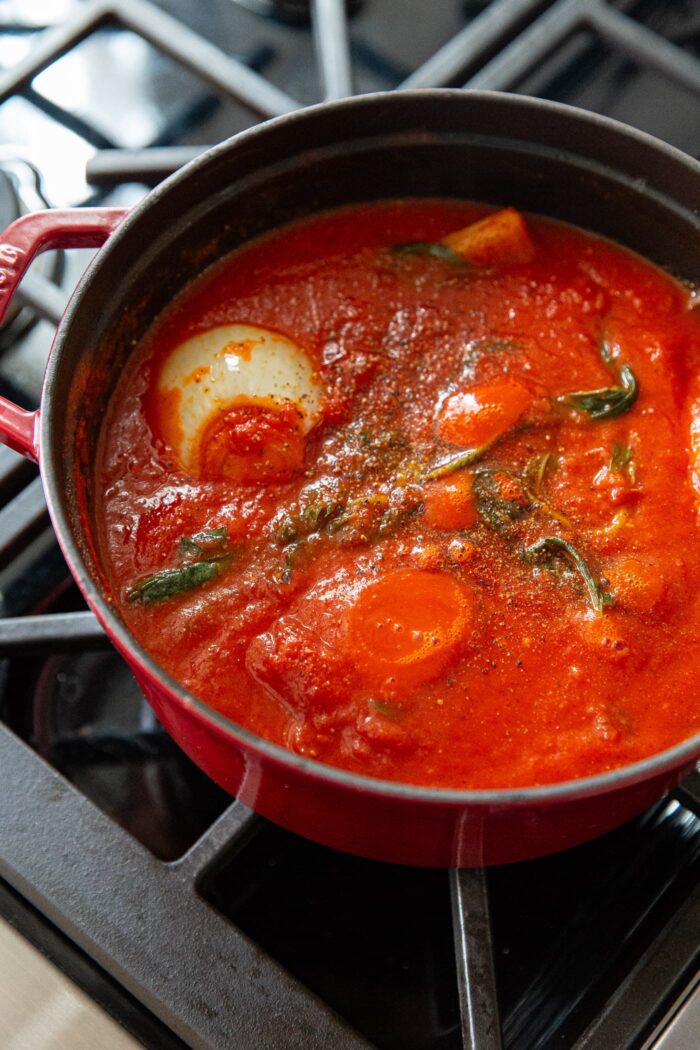 Simmering Tomato Sauce in Pot