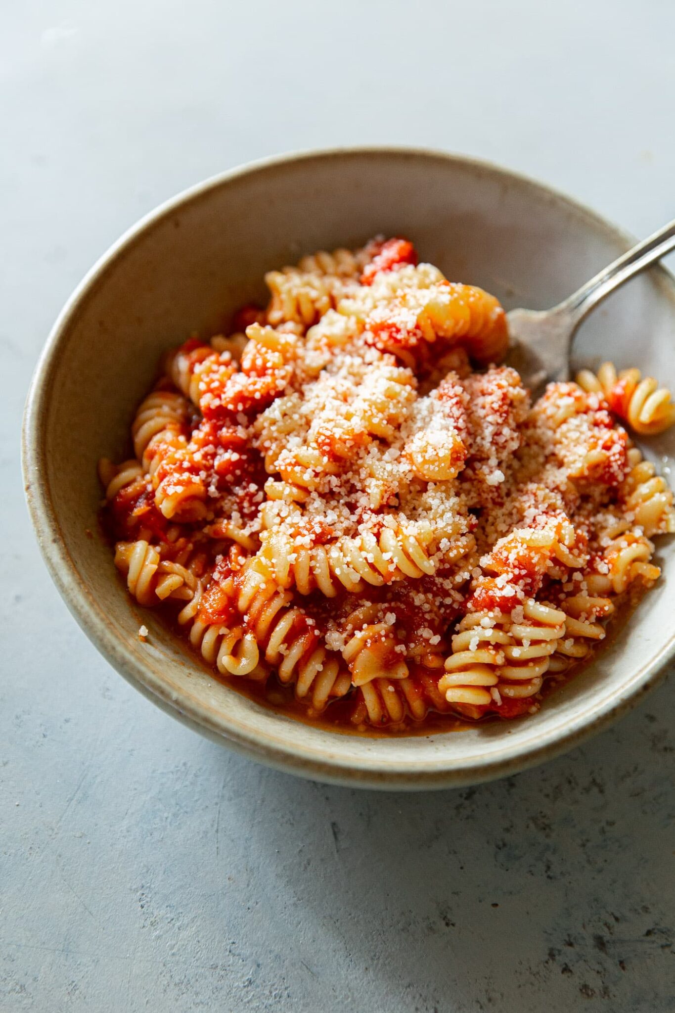 Favorite Tomato Sauce Tossed with Fusilli and Parmigiano Reggiano Cheese